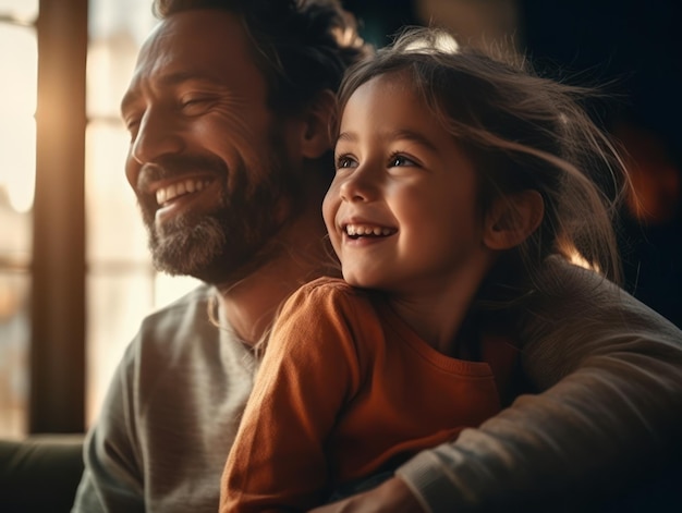 Feliz día del padre Padre e hija sonriendo felizmente IA generativa