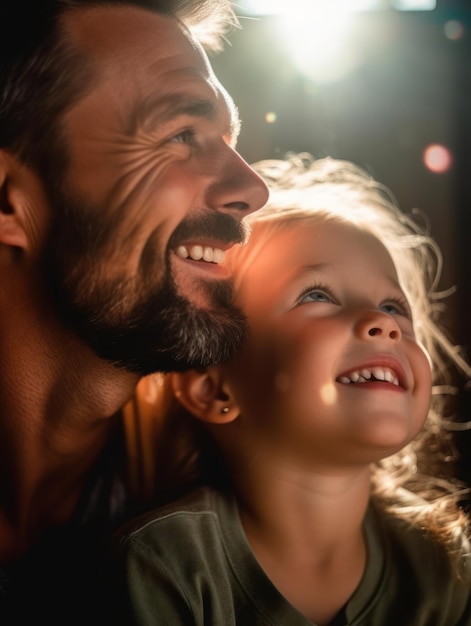 Feliz día del padre Padre e hija sonriendo felizmente IA generativa