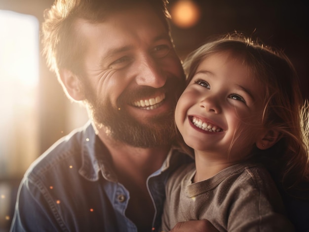 Feliz día del padre Padre e hija sonriendo felizmente IA generativa