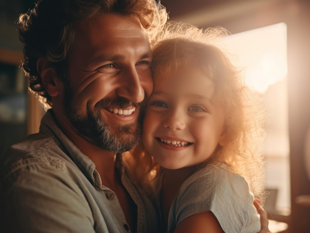 Feliz día del padre Padre e hija sonriendo felizmente IA generativa