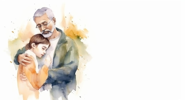 Feliz día del padre con padre e hijo abrazándose ai generativo