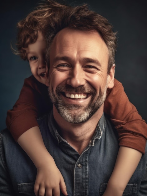 Feliz día del padre Padre e hijo sonriendo felizmente IA generativa