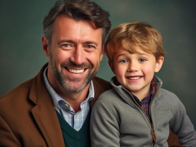 Feliz día del padre Padre e hijo sonriendo felizmente IA generativa