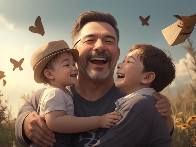 Foto feliz día del padre padre e hijos