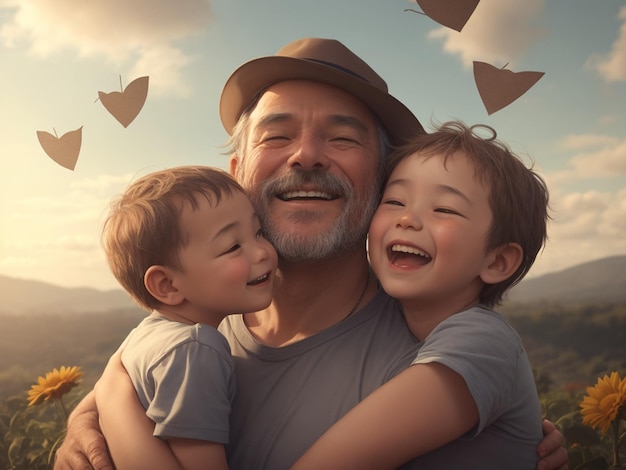 Feliz Día del Padre Padre e hijos