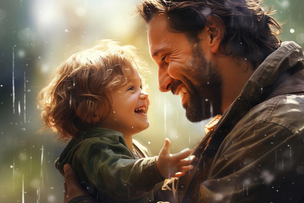 Feliz día del padre papá e hijo