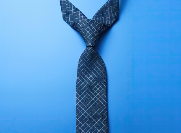 Foto feliz día del padre vista superior de una corbata sobre un fondo azul vista superior espacio para texto