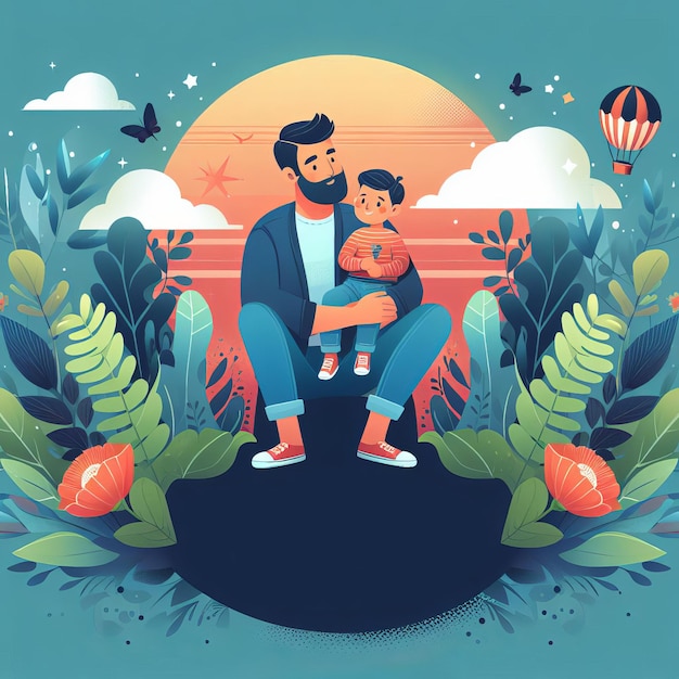 Foto feliz día de los padres ilustración de fondo diseño de redes sociales generativo ai