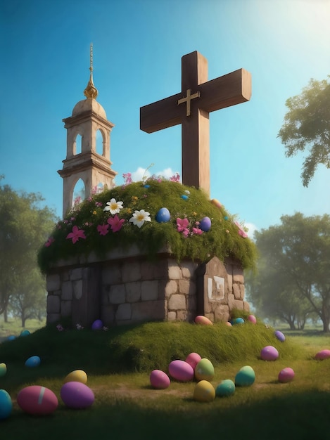 Feliz día de pascua Ilustración generativa de IA