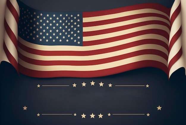 Feliz día de los presidentes en el concepto de texto de los Estados Unidos con la bandera estadounidense Banner y fondo del cartel de cumpleaños de Washington Creado con tecnología de IA generativa