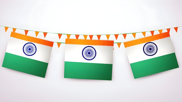 Foto feliz día de la república de la india fondo de decoración con bandera aislada fondo blanco