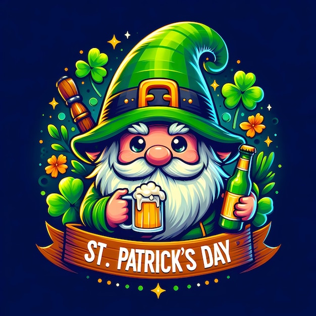 Feliz día de San Patricio diseño de celebración irlandesa festival de cerveza letras tipografía icono