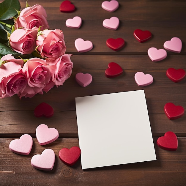 Foto feliz día de san valentín con el adorno del amor pareja de rosas rojas