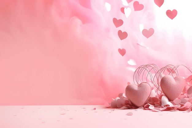 Feliz Día de San Valentín concepto abstracto composición en 3D decorar el fondo de corazones dulces brillantes