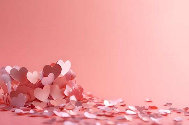 Feliz Día de San Valentín concepto abstracto composición en 3D decorar el fondo de corazones dulces brillantes