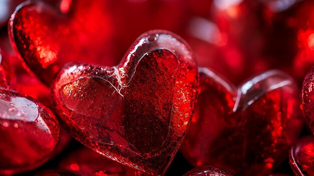Feliz día de San Valentín corazones brillantes fondo bokeh