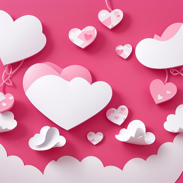 Feliz día de San Valentín corte de papel diseño de papel corte de arte diseño de publicación social