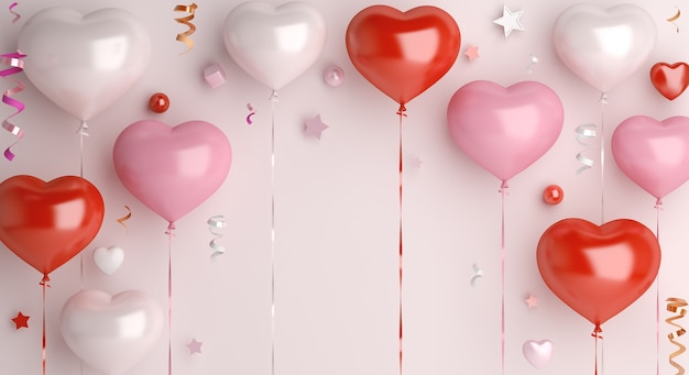 Feliz día de san valentín decoración con globo en forma de corazón