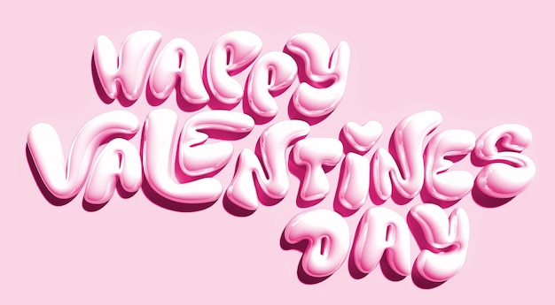 Feliz día de San Valentín dulce rosa suave cartel o pancarta con letra dulce corazones dulces