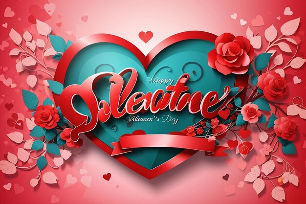 Foto feliz día de san valentín con letras tarjeta de felicitación en ilustración vectorial de fondo rojo