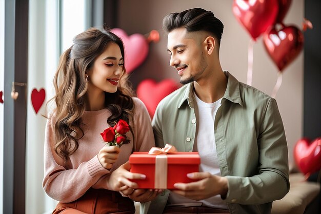 Foto feliz día de san valentín pareja romántica amantes