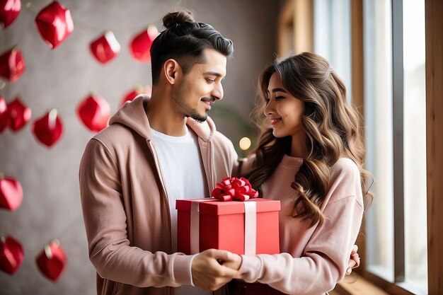 Foto feliz día de san valentín pareja romántica amantes