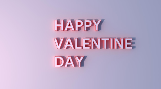 feliz día de san valentín texto color rosa sobre fondo gris representación de ilustración 3d. concepto de vacaciones