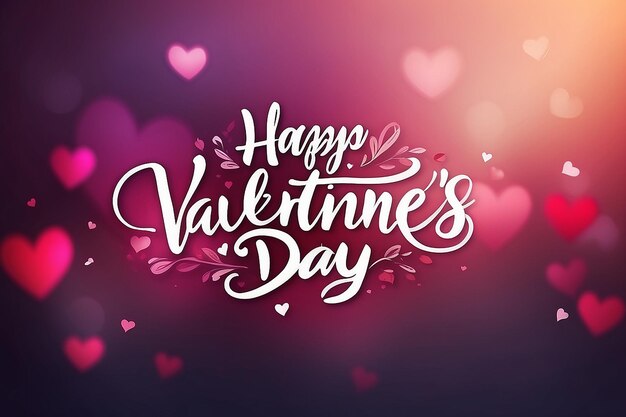 Feliz día de San Valentín texto escrito a mano sobre fondo borroso ilustración vectorial EPS10