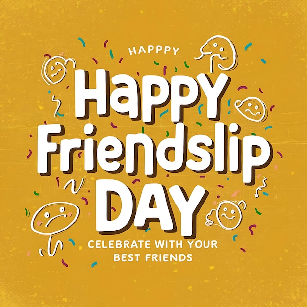 Feliz diseño del Día de la Amistad Tarjeta de felicitación El día de la amistad tipografía y hombre