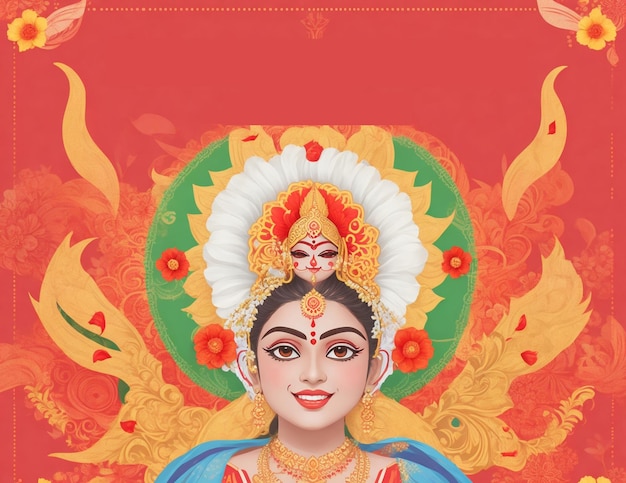feliz diseño de tarjeta del festival hindi durga pooja