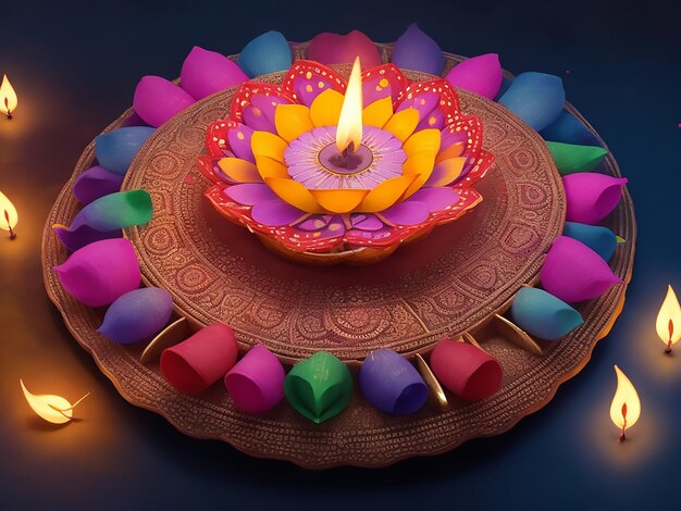 Foto feliz diwali colorido muito beautifu e beautefull lâmpada reyel imagem