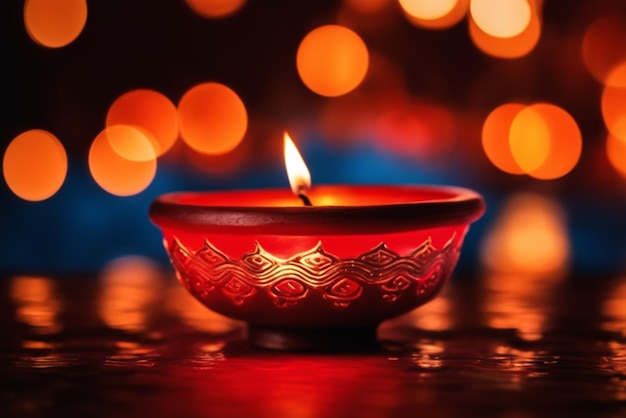 Feliz diwali colorido tradicional com lâmpadas diya