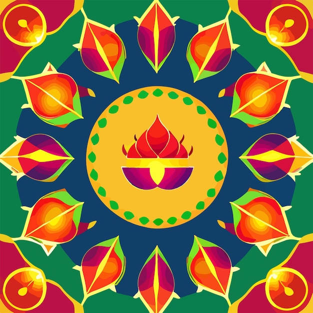 Feliz Diwali com fundo colorido