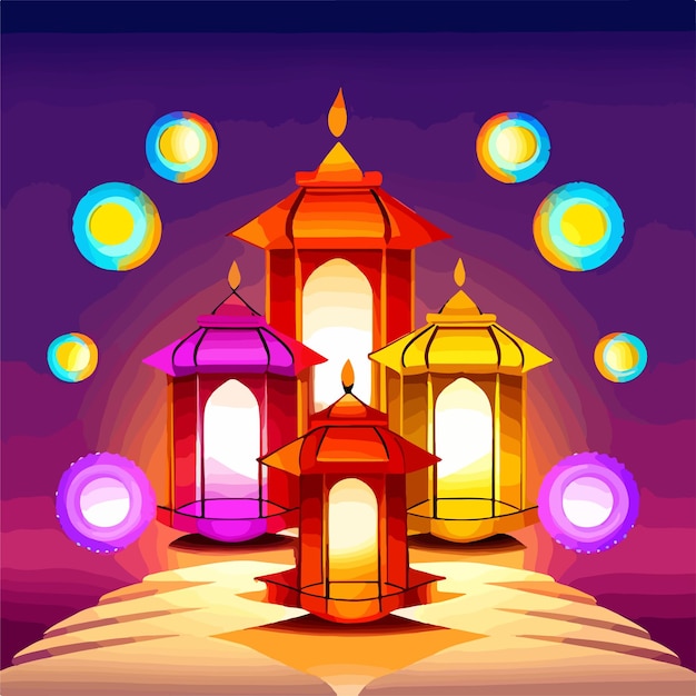 Feliz Diwali com fundo colorido