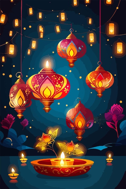 Feliz Diwali com fundo colorido