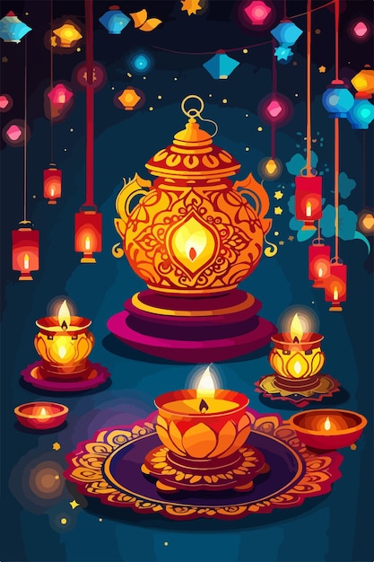 Feliz Diwali com fundo colorido