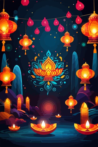 Feliz Diwali com fundo colorido