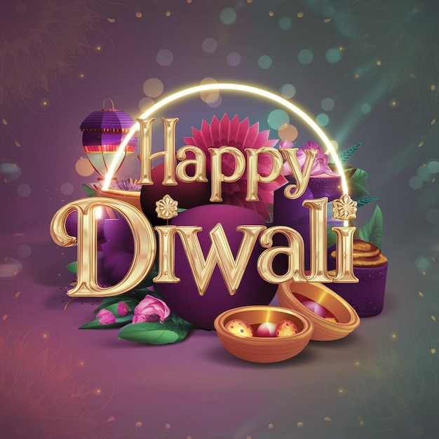 Feliz Diwali el concepto de celebración del festival indio 3d