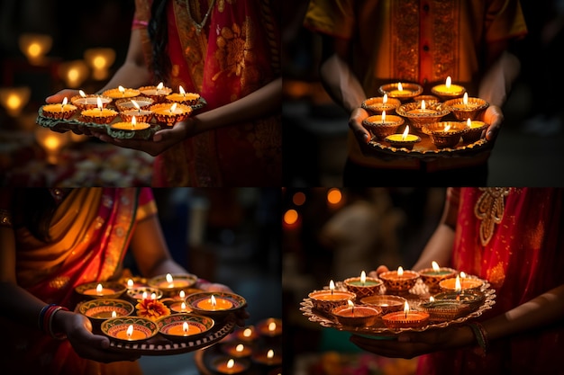 Feliz diwali decorativo diya pano de fundo da celebração do festival tradicional