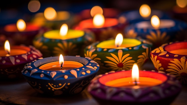 Feliz diwali decorativo diya pano de fundo da celebração do festival tradicional