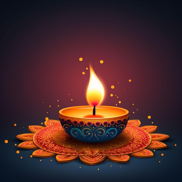 Feliz Diwali deseja fundo com diya brilhante