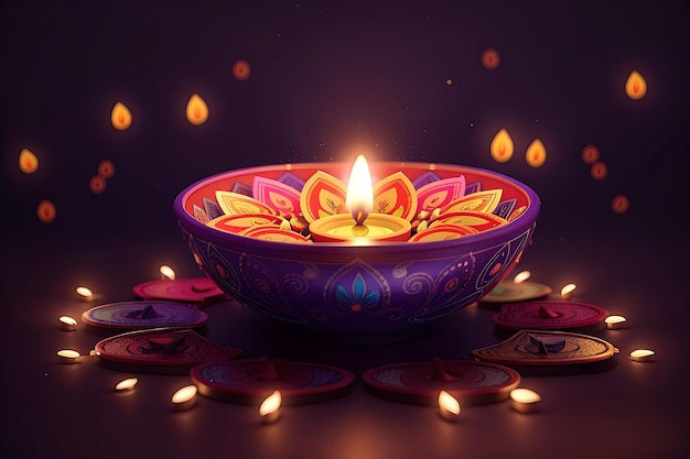 Feliz Diwali Diya Generativo Ai