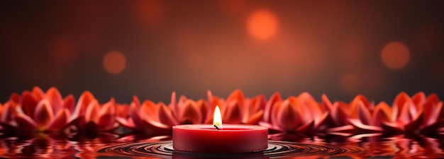 Feliz Diwali Diya lâmpadas de óleo em fundo vermelho Greetings Card Design Copy formato de banner de espaço