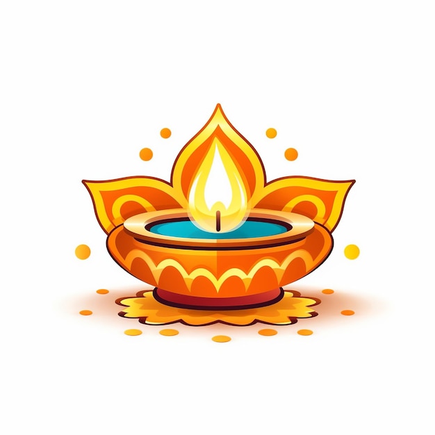 Feliz Diwali Diya lámpara aislada en blanco generativo ai