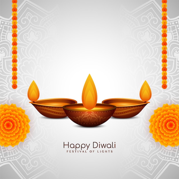 Feliz Diwali Festival cultural indiano de fundo com diya