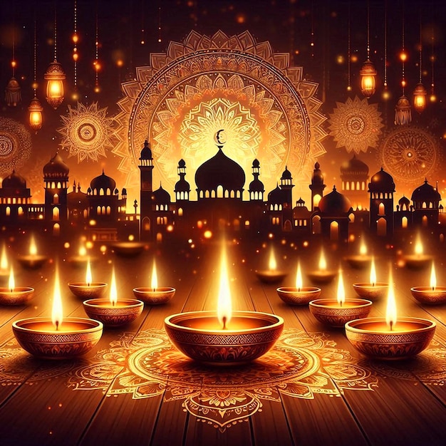 Feliz Diwali Festival de Luzes Design de fundo Feliz Deepavali