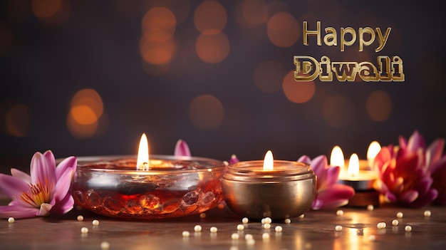 Feliz Diwali, festival indio de luces Diwali simboliza la victoria de la luz sobre la oscuridad, del bien sobre el mal y del conocimiento sobre la ignorancia, copia del espacio, texto de fondo