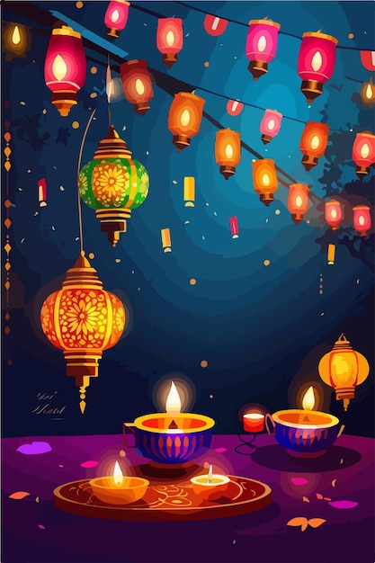 Feliz Diwali con un fondo colorido