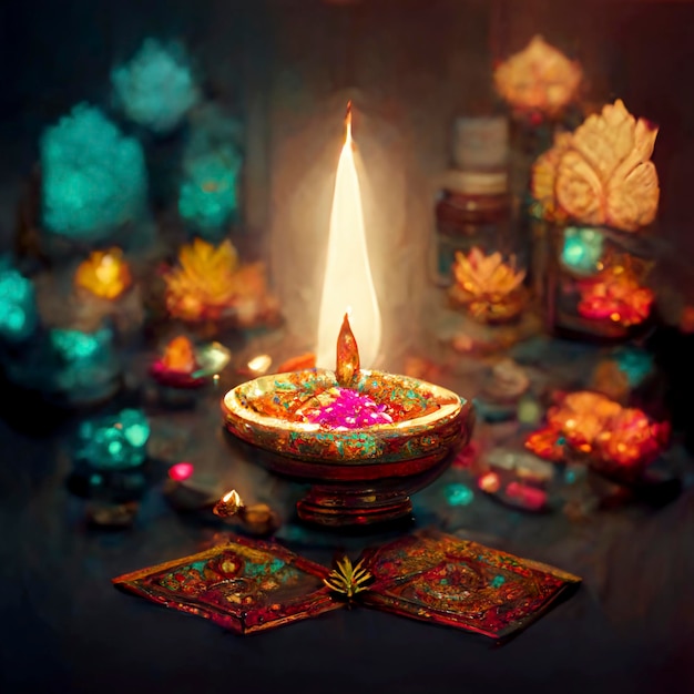 Feliz diwali fundo festival indiano com velas