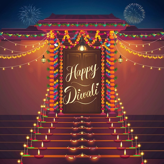 Feliz Diwali hermoso diseño de fondo del cartel